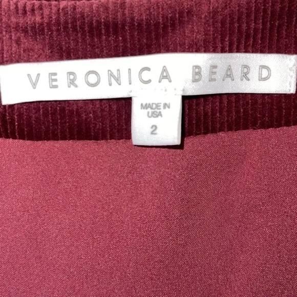 VERONICA BEARD Burgundy Corduroy Orial Zip Front Mini Dress Size 2 - Picture 9 of 10